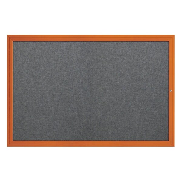 Slim Enclosed Corkboard, 24"x36", Black Alum Frame/Forbo